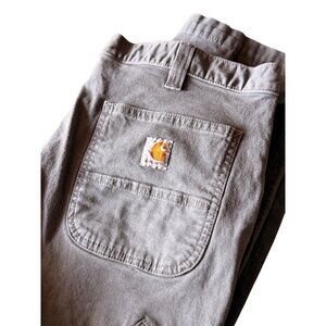 Carhartt Mens Relaxed Fit Gray Work Pants 38x34 Heavy-Duty Durable Cotton Made I